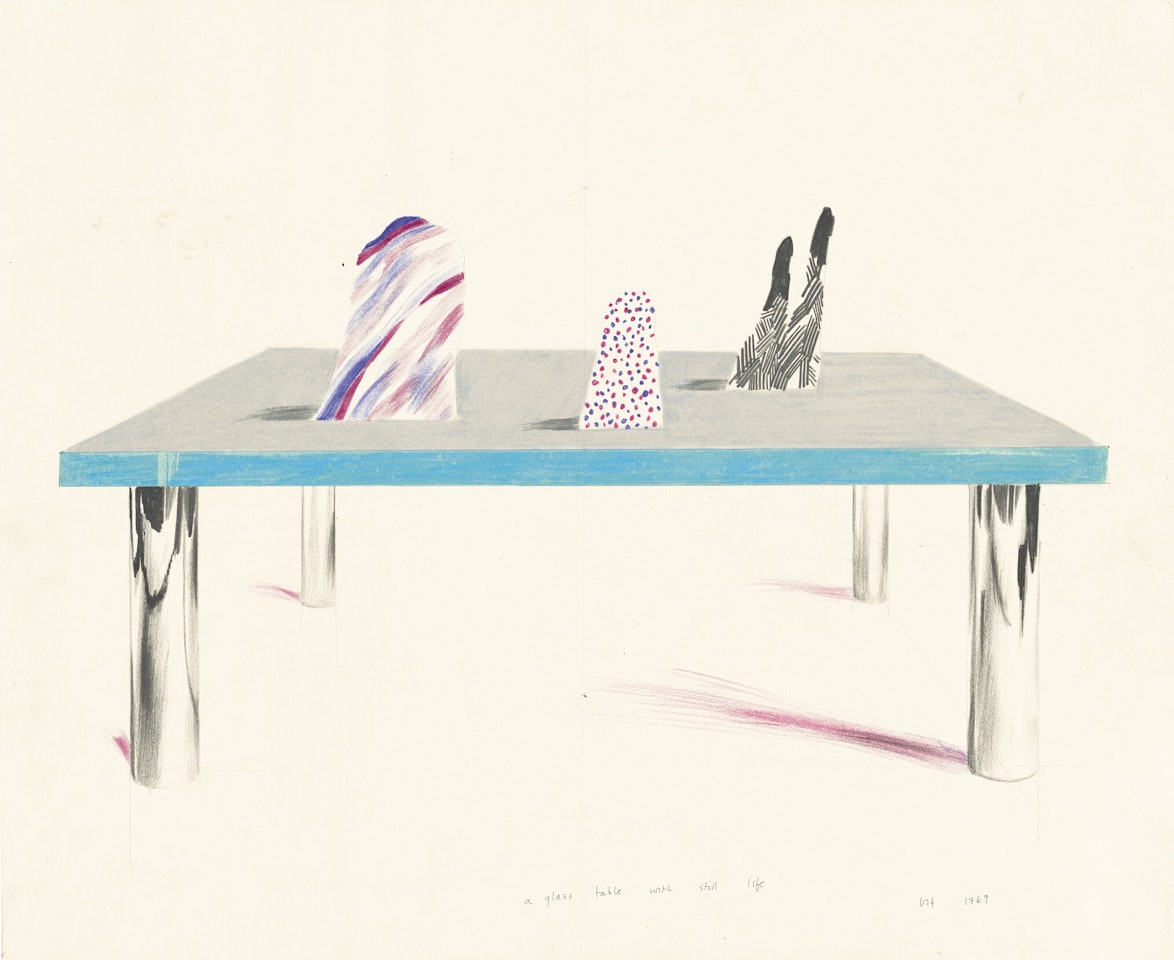 A Glass Table with Still Life by David Hockney