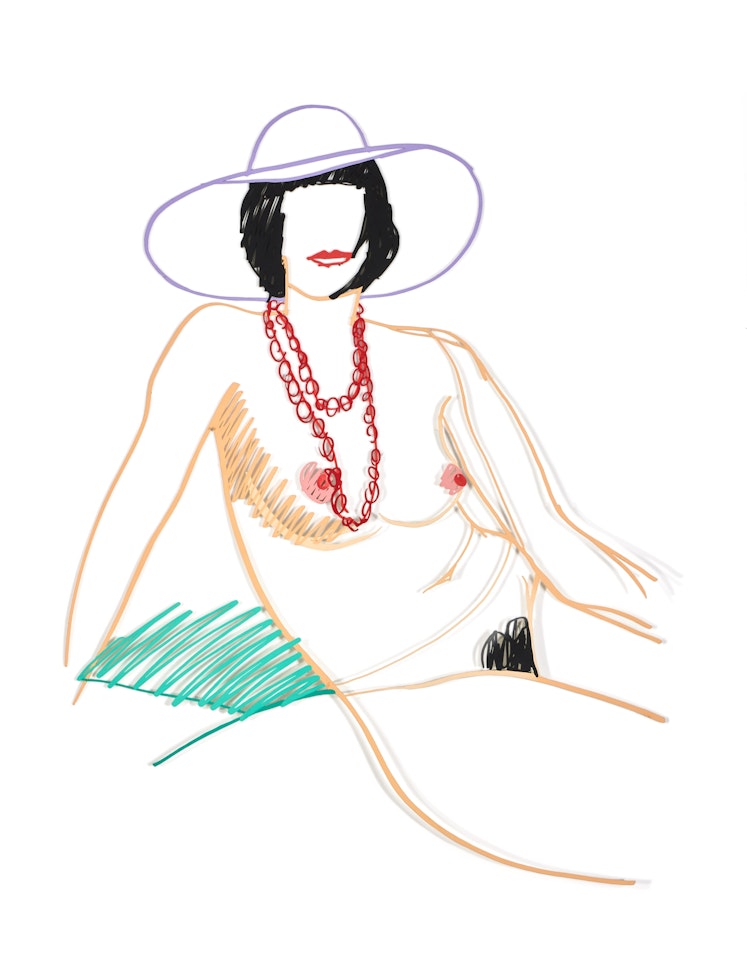 Monica Sitting in Hat and Beads (Color Variation No. 3) by Tom Wesselmann