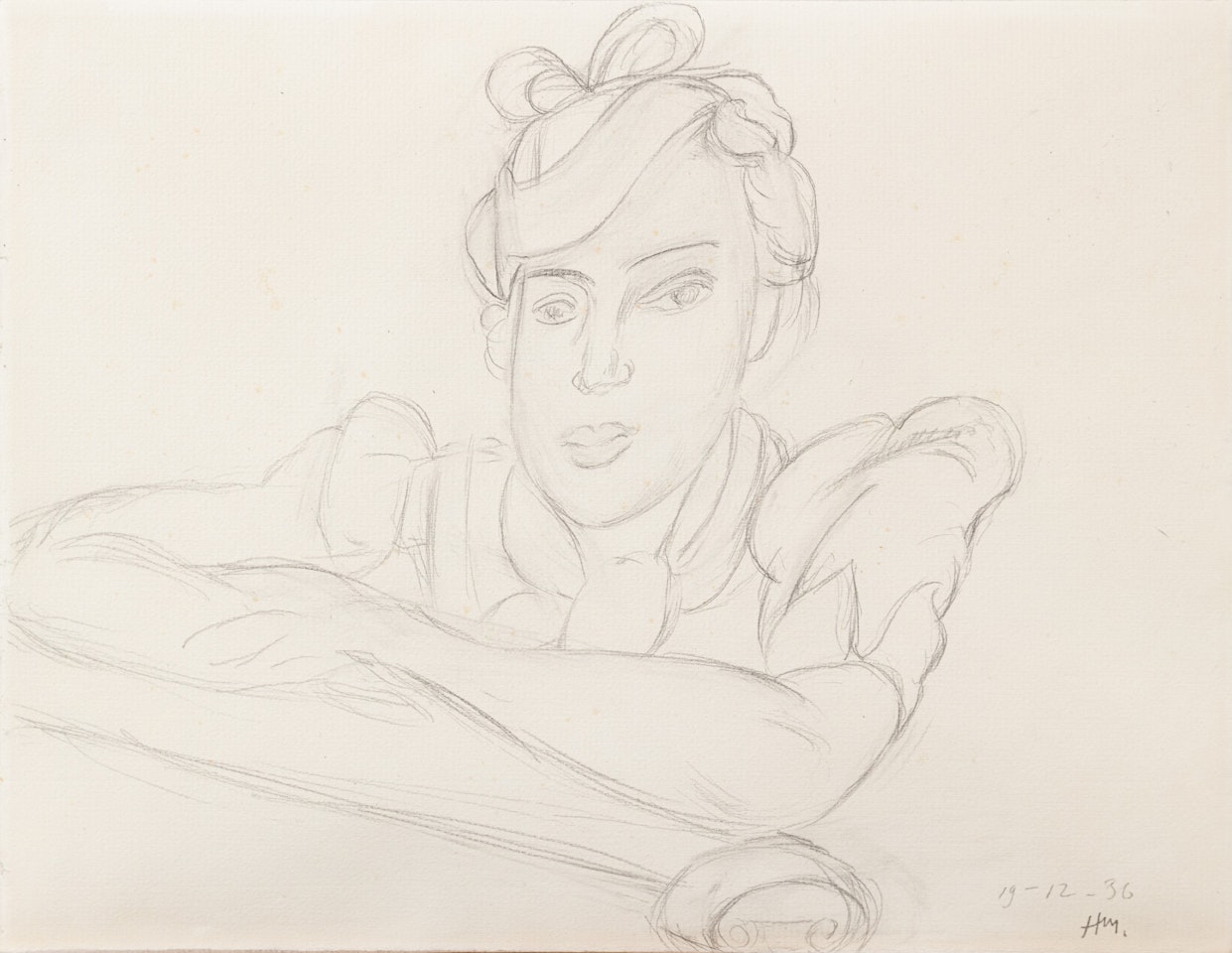 Buste de femme au chapeau, accoudée sur le lit de repos by Henri Matisse