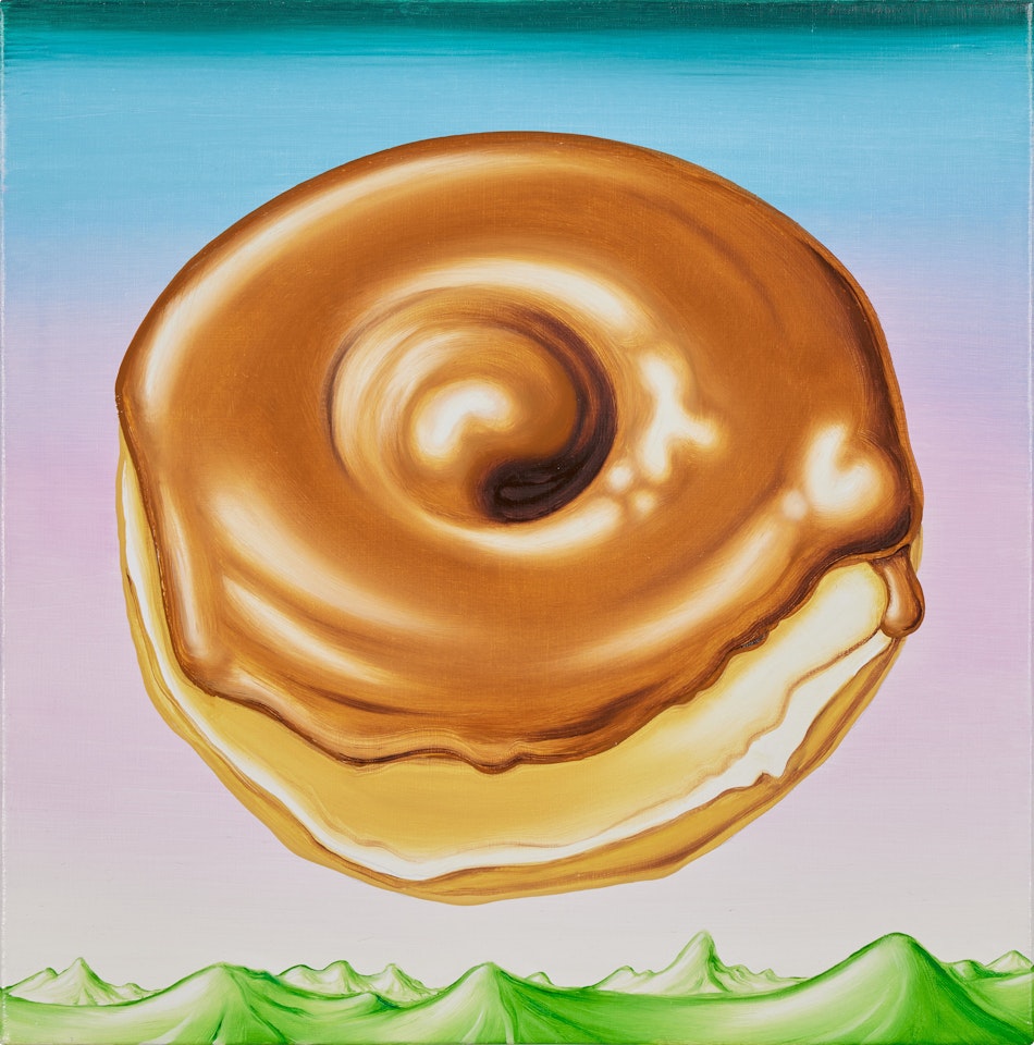 Maple Glazed Donut Over Fertile Landscape by Kenny Scharf