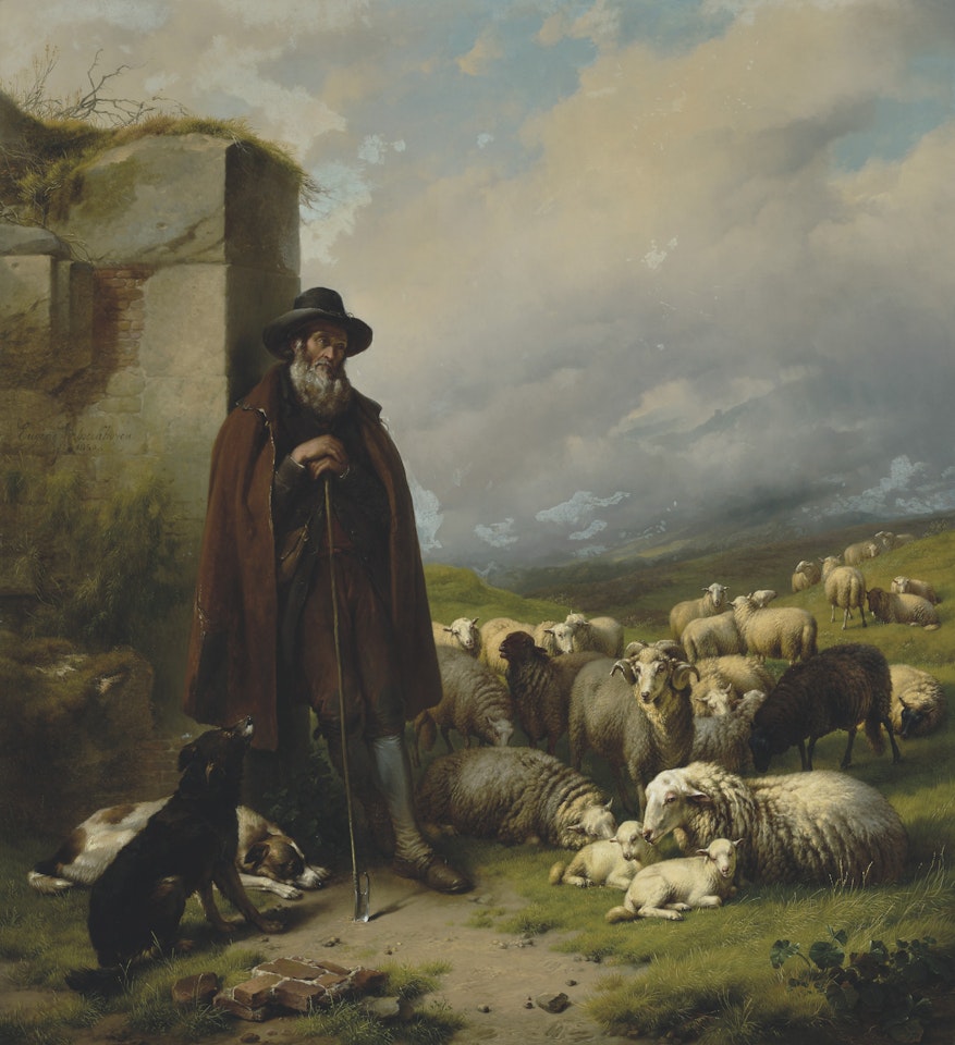Scottish shepherd with his flock by Eugène Joseph Verboeckhoven