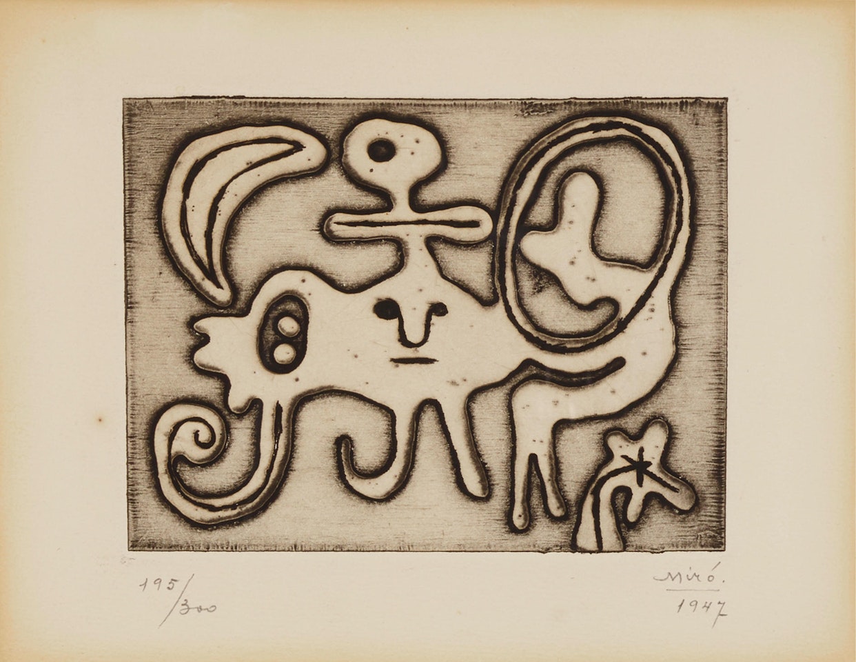Femme et Oiseau devant la Lune, from Laurels Number One by Joan Miró