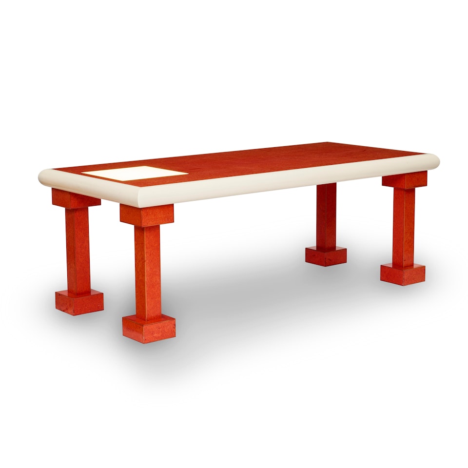 Custom Dining or Library Table with Illuminating Panel by Ettore Sottsass