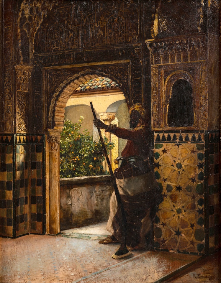 Guard in Orientalist Interior by Rudolf Ernst