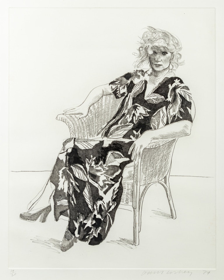 Celia in a Wicker Chair by David Hockney