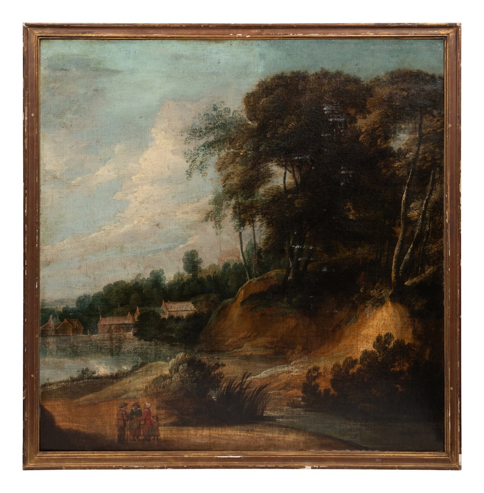 Peasants Along a Lake by Continental School