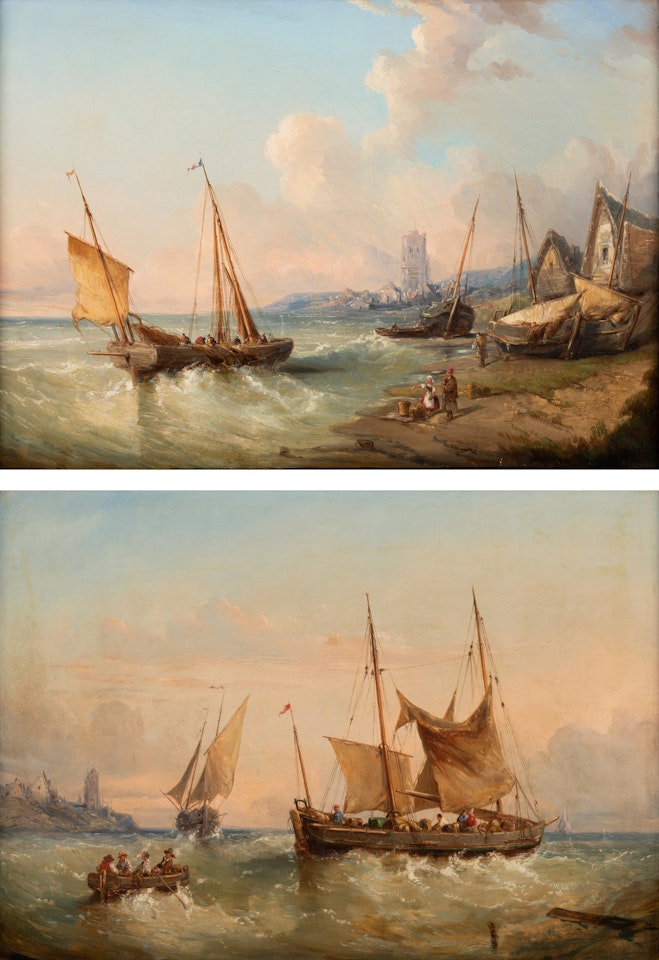 Seascapes (two works) by Continental School