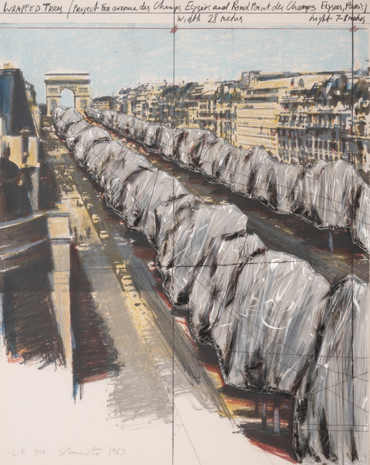 Wrapped Trees, Project for the Avenue des Champs-Elysées, Paris by Christo