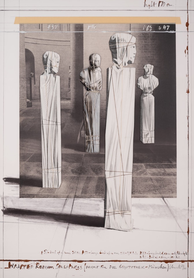 Wrapped Roman Sculptures, Project for Die Glyptothek - Munchen by Christo