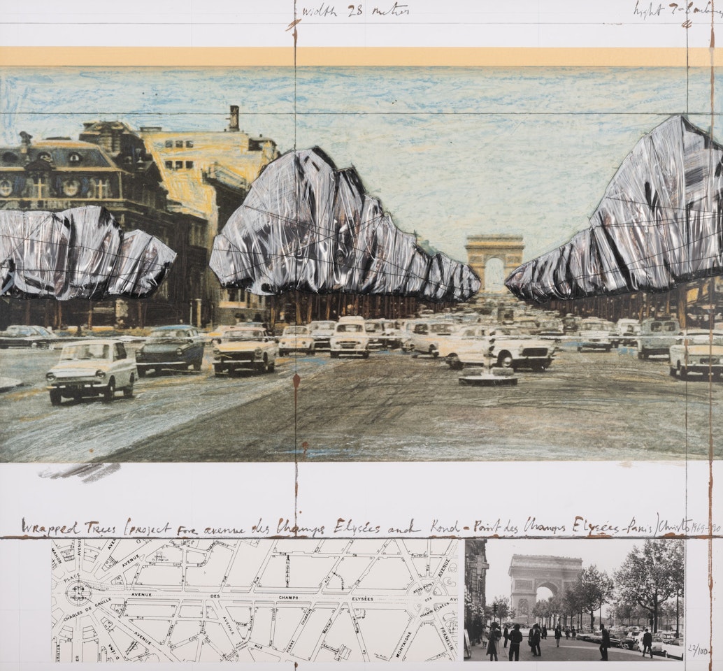 Wrapped Trees, Project for the Avenue des Champs-Elysees, Paris by Christo