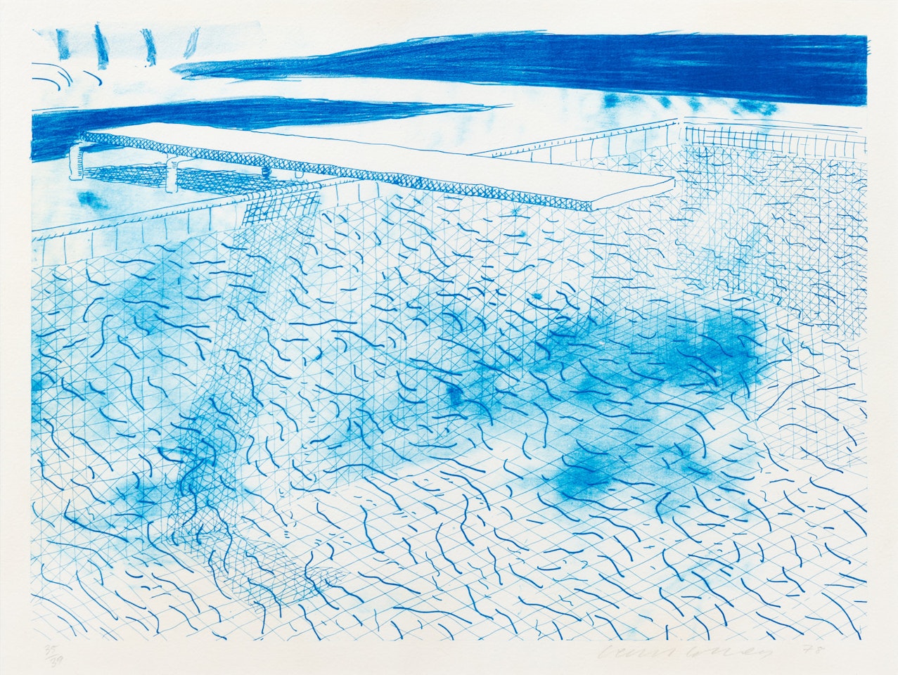Lithograph of Water Made of Lines by David Hockney