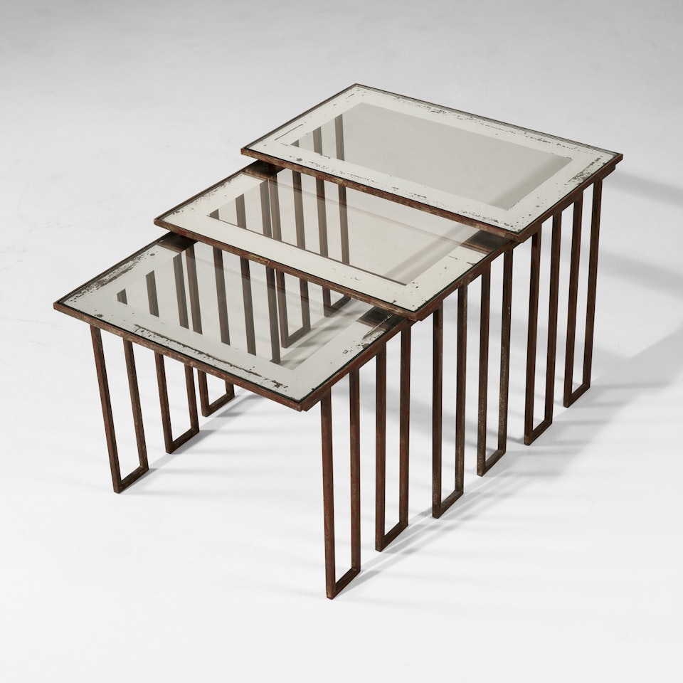 SET OF THREE 'CRÉNEAUX' NESTING TABLES, CIRCA 1940 by Jean Royere