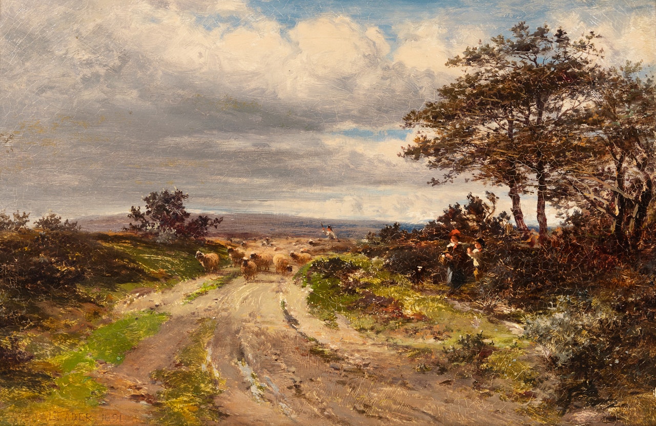 Herding Sheep by Benjamin Williams Leader