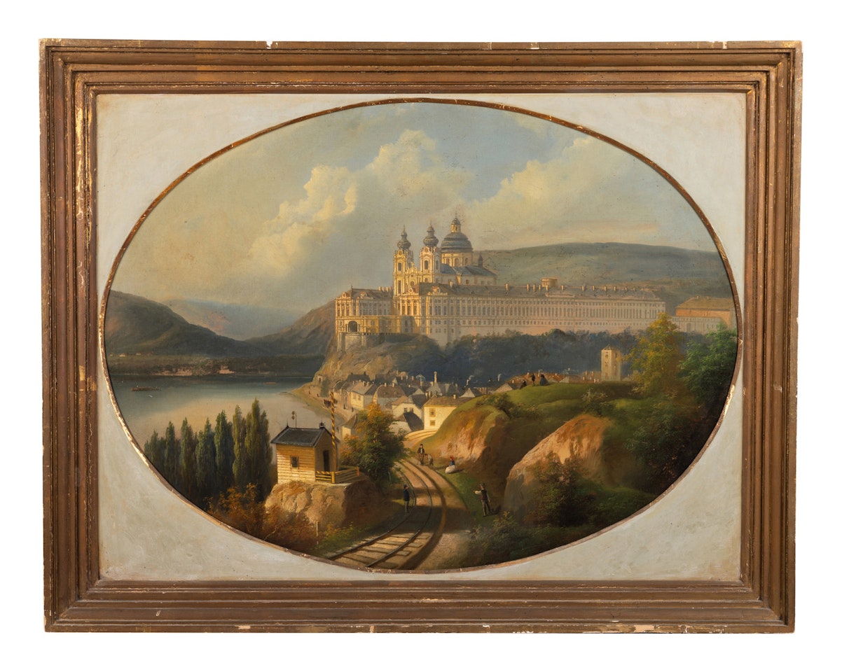 Landscape with Castle and Village by Continental School
