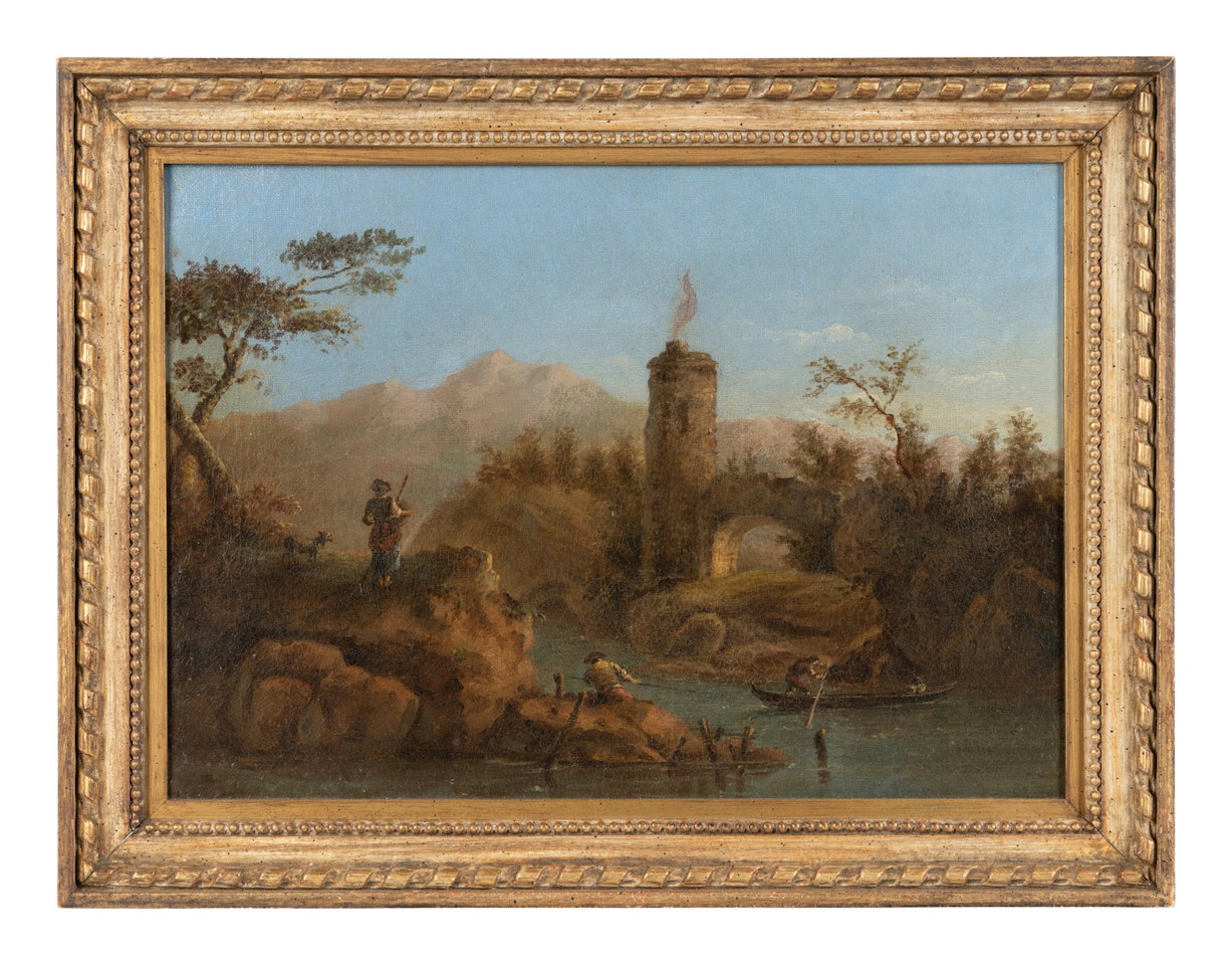 Landscape with Ruins and Figures by Continental School