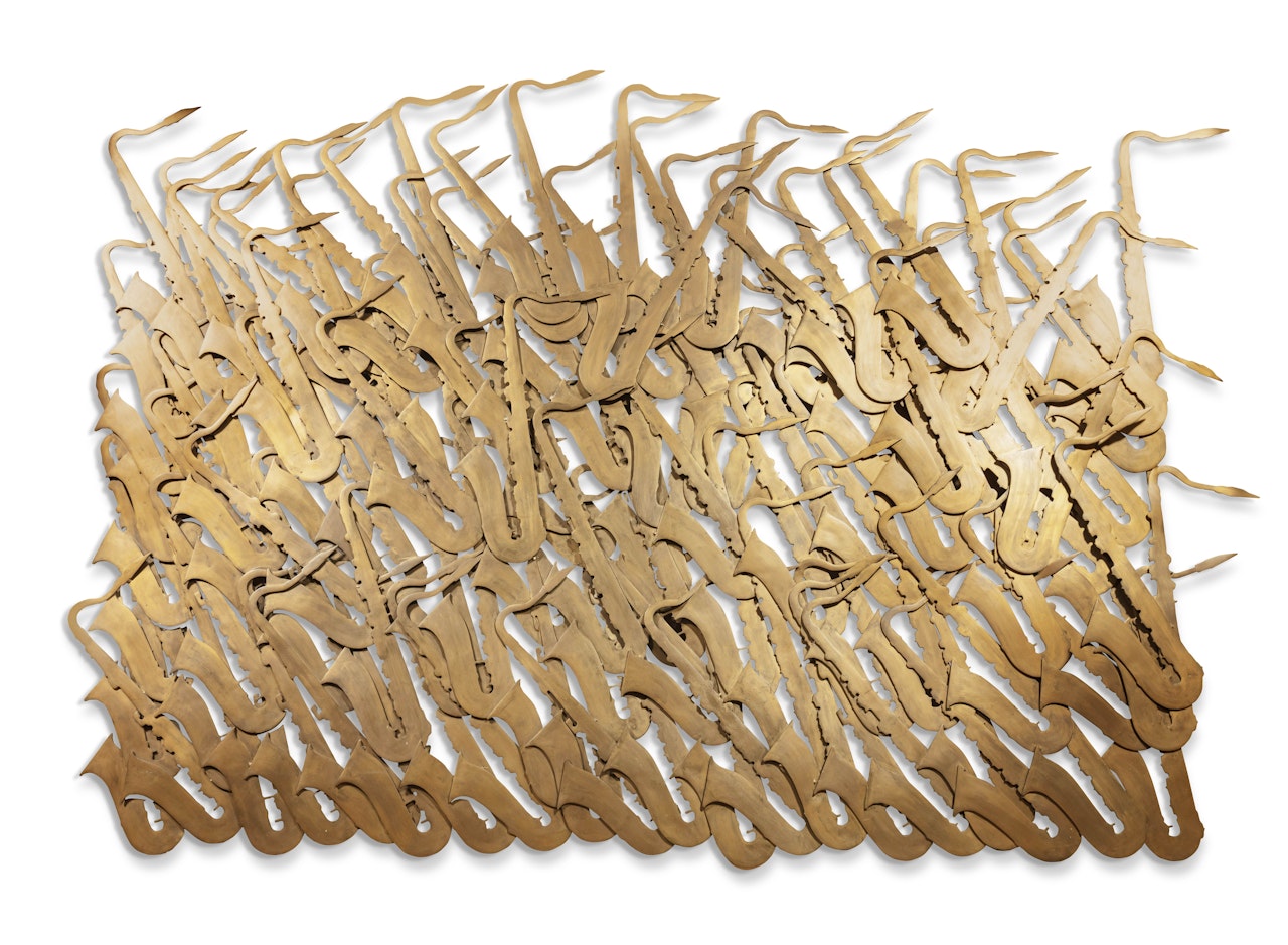 Accumulation saxophones by Arman