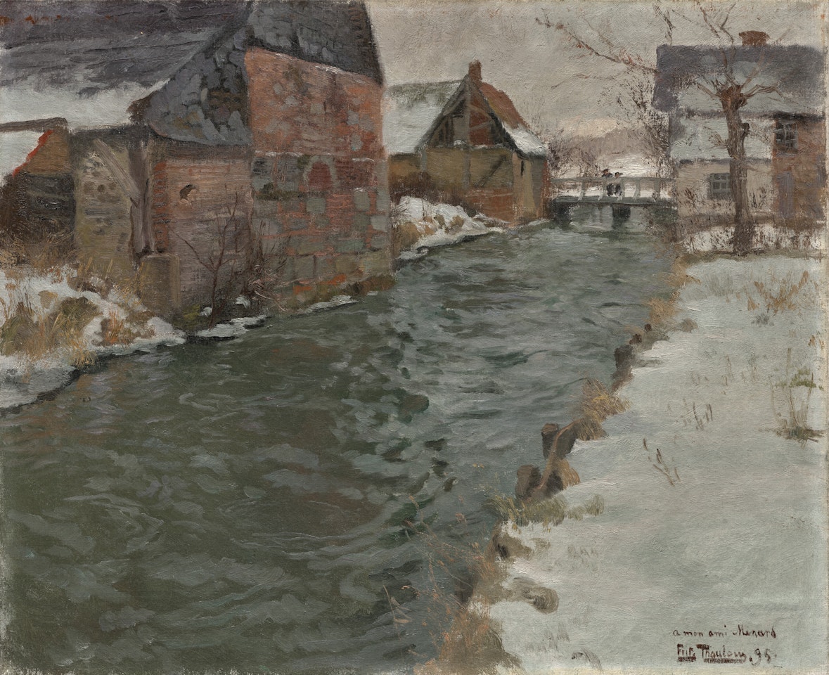 Hameau en bord de rivière by Fritz Thaulow