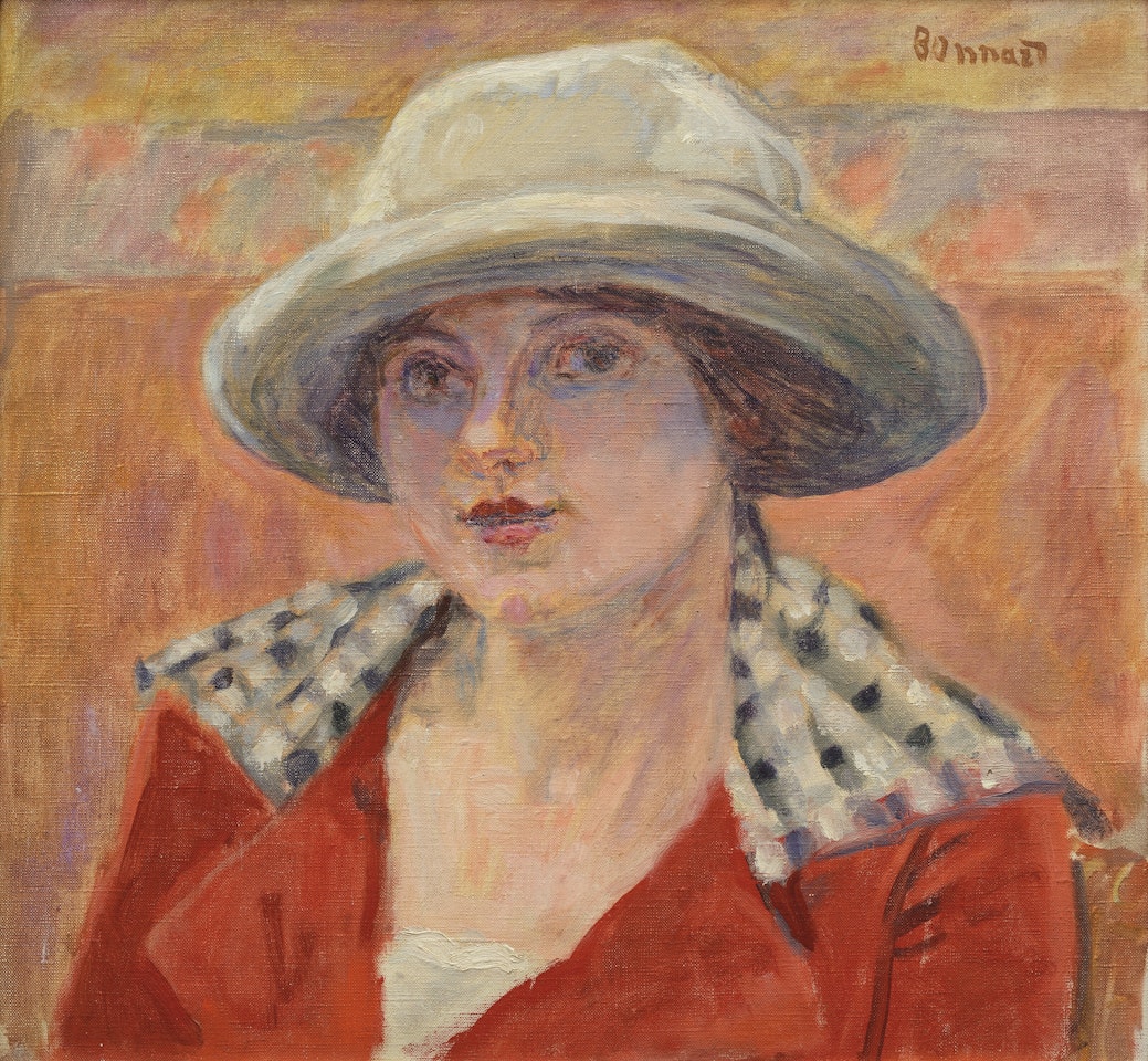 Jeune Femme au chapeau blanc ou Étude de tête by Pierre Bonnard