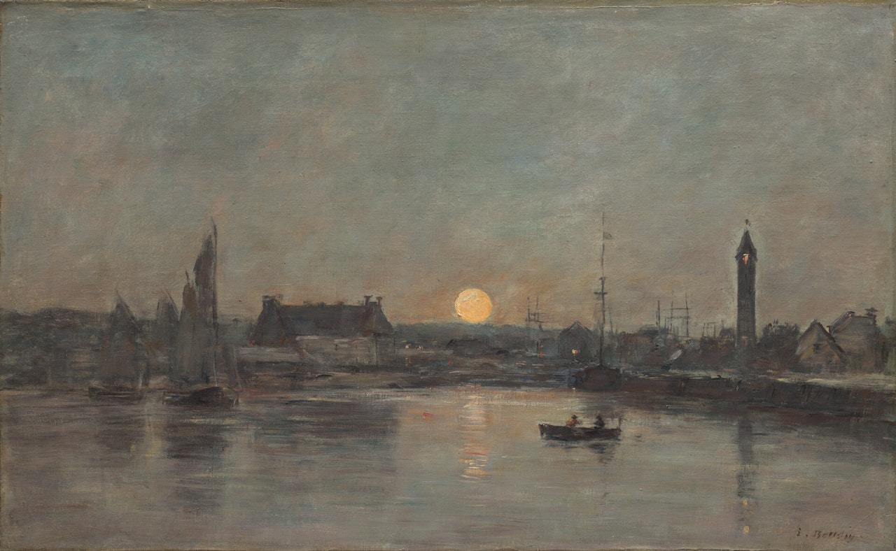 Vue du port de Trouville au crépuscule by Eugène Boudin
