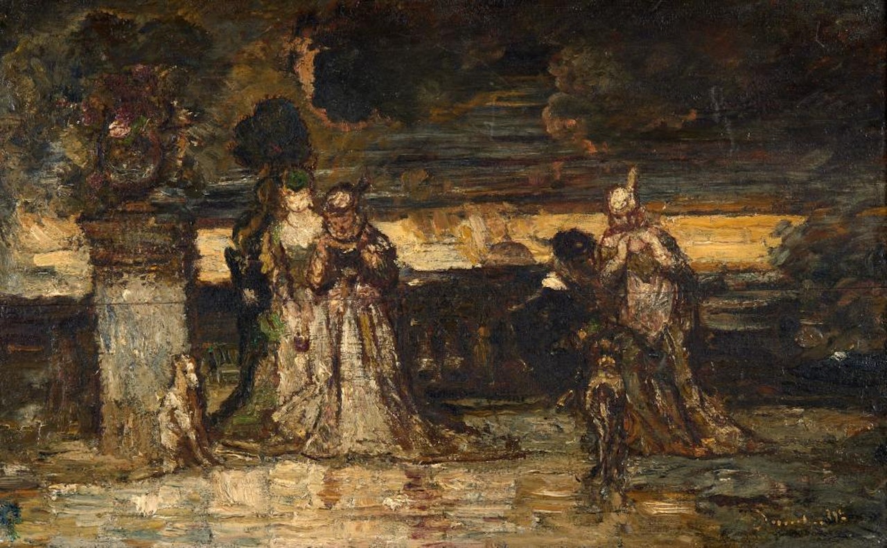 Scène de parc nocturne by Adolphe Monticelli