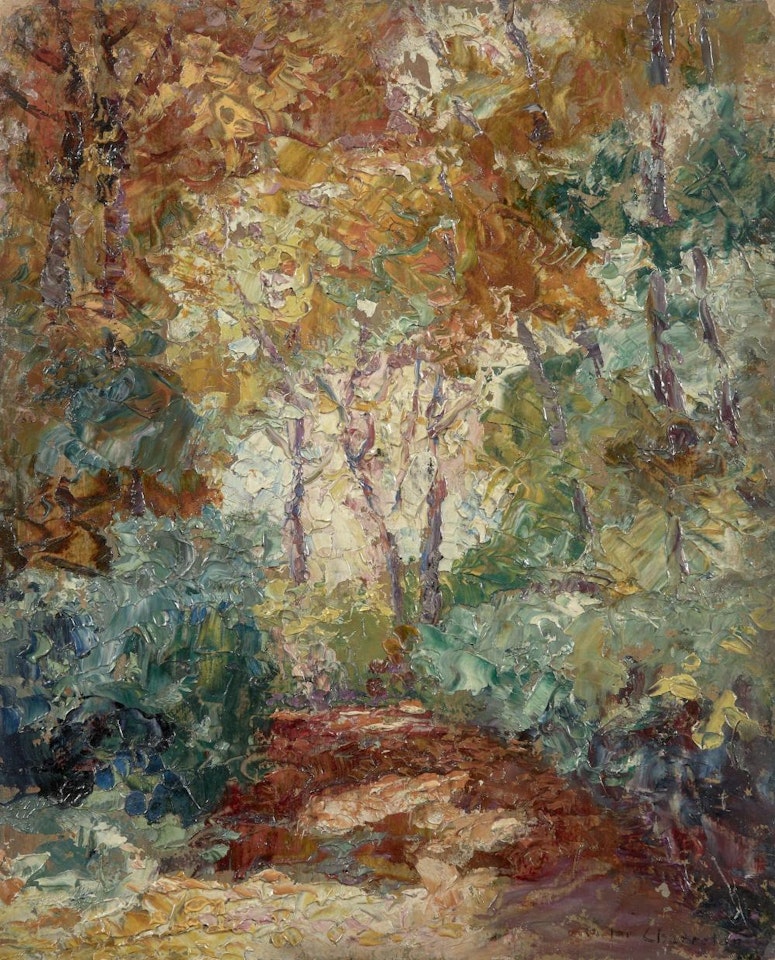 Paysage de sous-bois en automne by Victor Charreton
