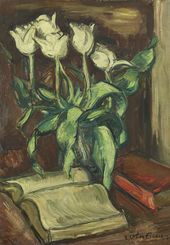 Les tulipes blanches au livre ouvert by Othon Friesz
