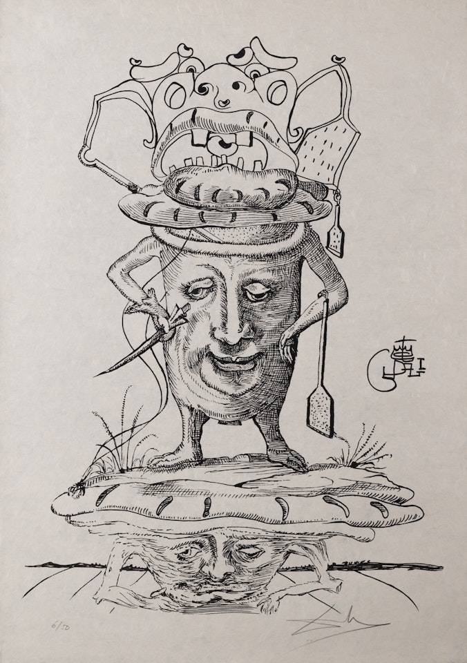 One plate from Les Songes Drôlatiques de Pantagruel by Salvador Dali