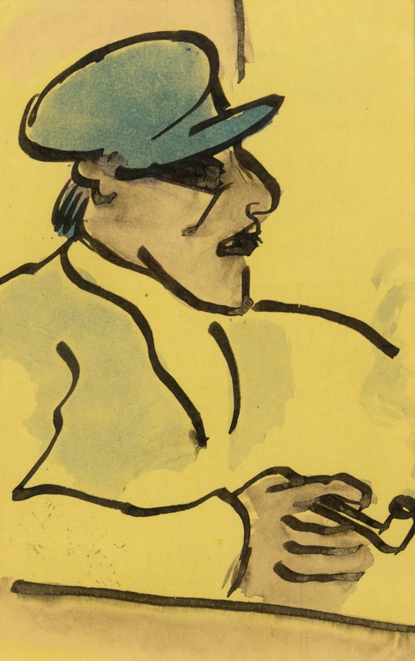 Fischer mit blauer Mütze und Pfeife (Fisherman with blue cap and pipe) by Max Pechstein