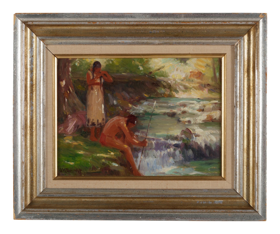 Indian Man and Woman at Stream by Joseph Henry Sharp