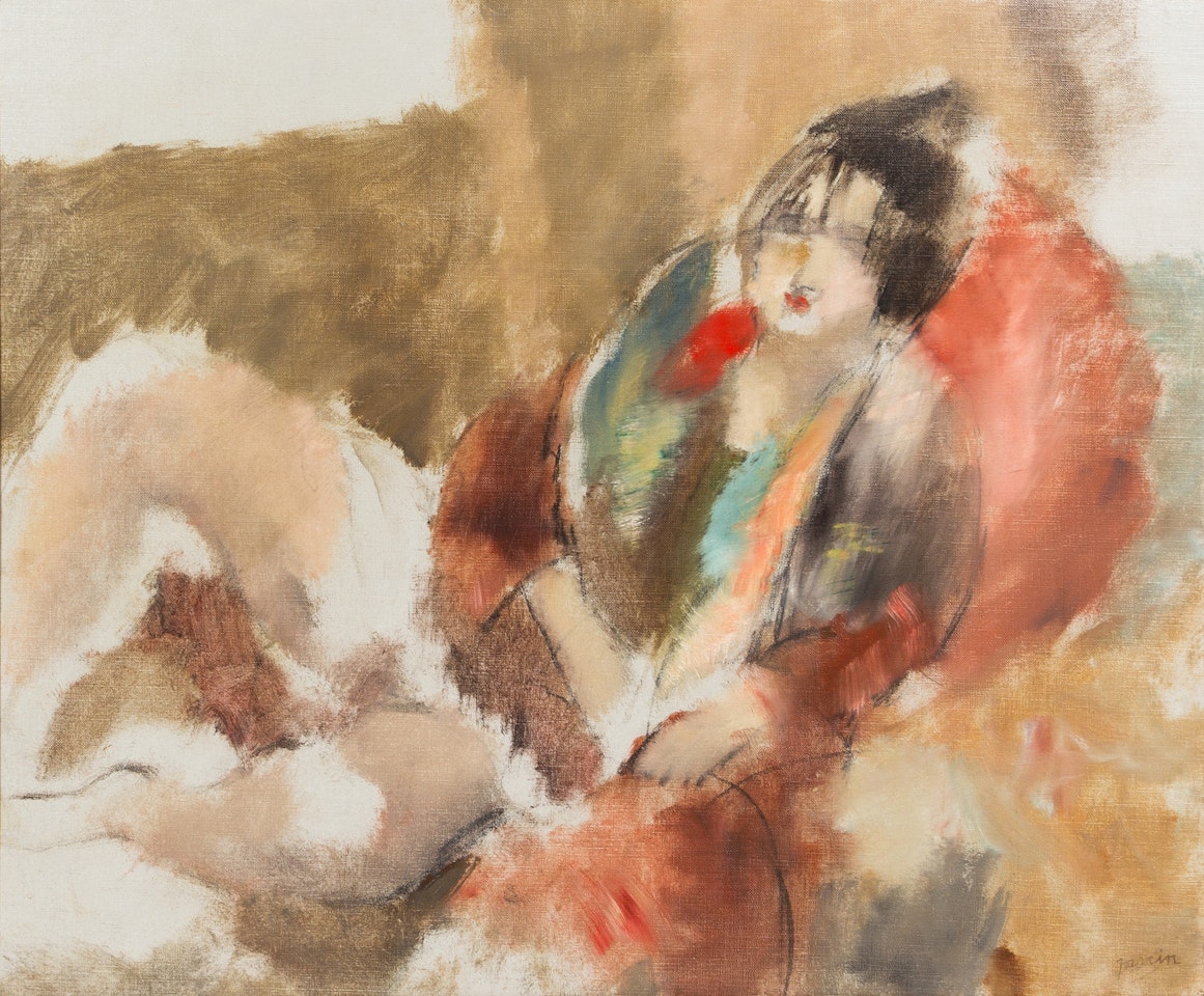 Marinette au manteau rouge by Jules Pascin