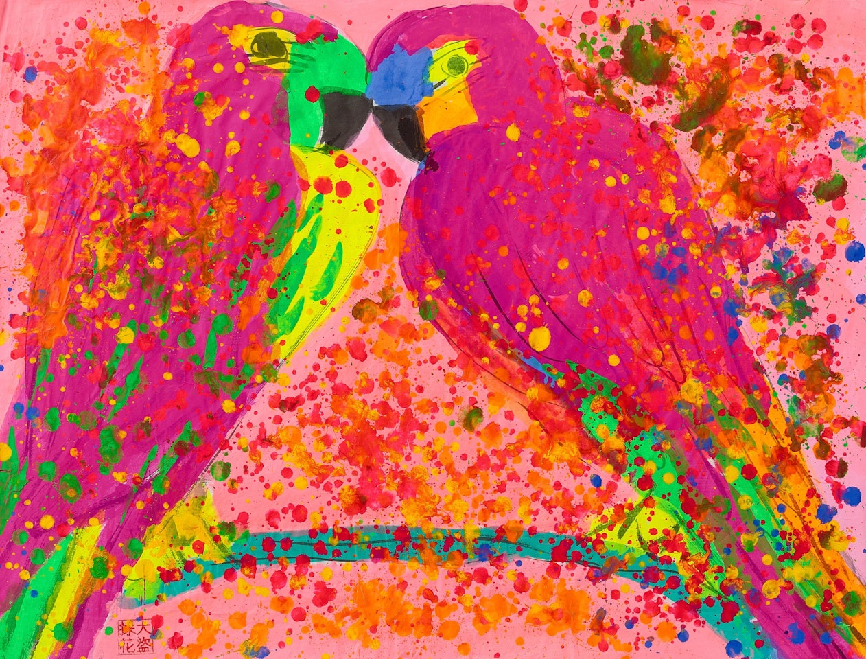 Two parrots  by Walasse Ting