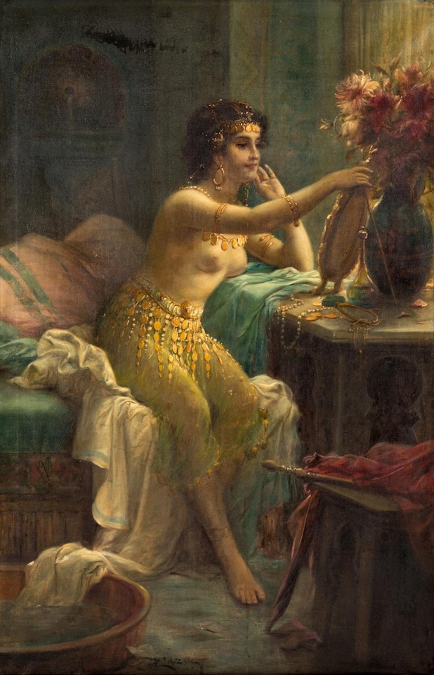 Egyptian Girl at a Dressing Table by Hans Zatzka