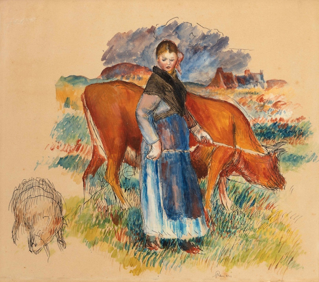 Etude pour La Bergere, La Vache, La Brebis by Pierre-Auguste Renoir
