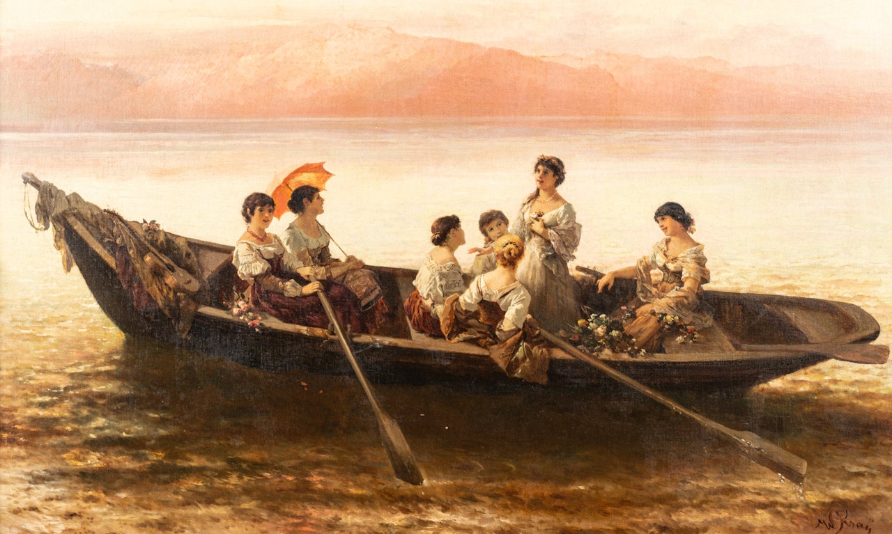 Ladies on a Boat by Wilhelm Kray