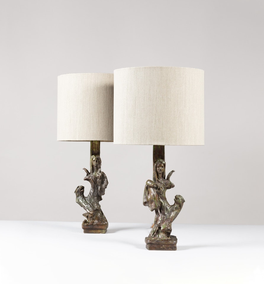 Pair of "Dompteuses" Table Lamps by Diego Giacometti