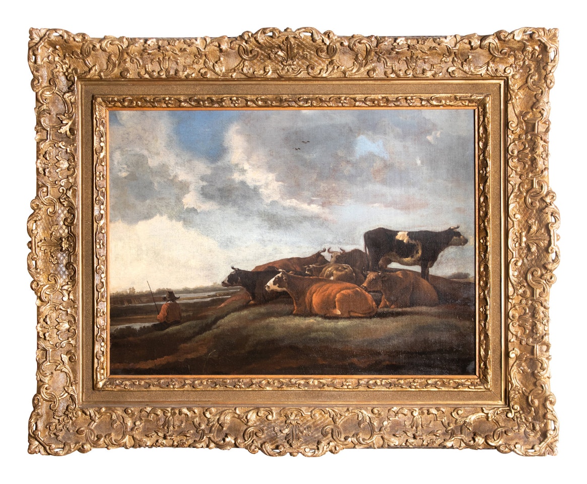 Landscape with Cows and Shepherd by Dutch School