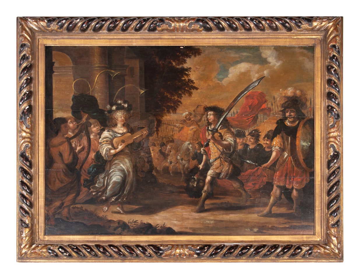 David Returning to Jerusalem with the Head of Goliath by Continental School