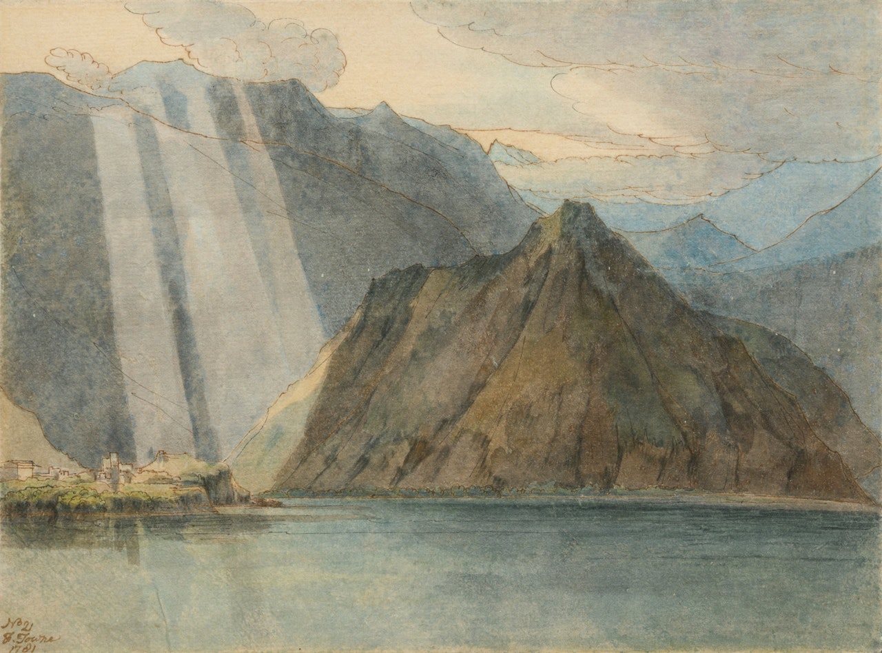 Lake Maggiore with Sunlight Breaking Through Clouds by Francis Towne