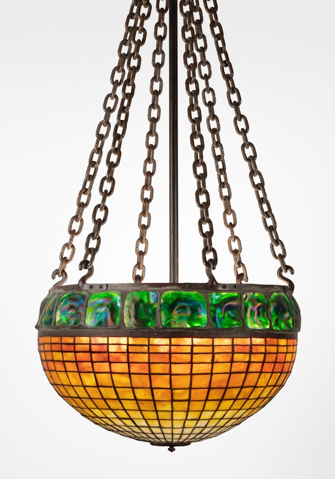 "Geometric and Turtle-Back" Chandelier by Tiffany Studios