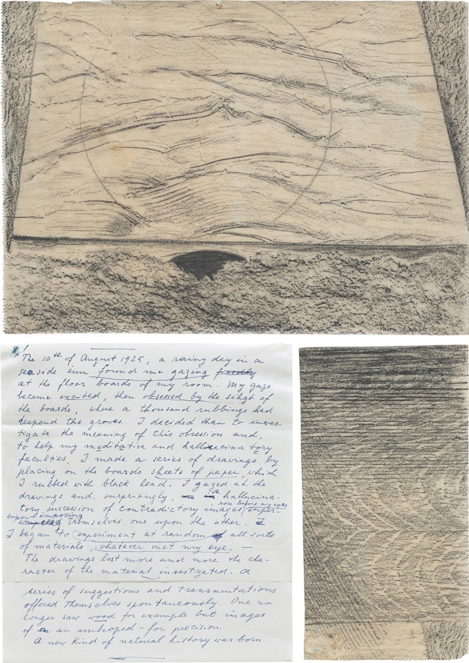 Two works: (i-ii) La mer et le pluie (template for 'Histoire Naturelle', sheet I) by Max Ernst