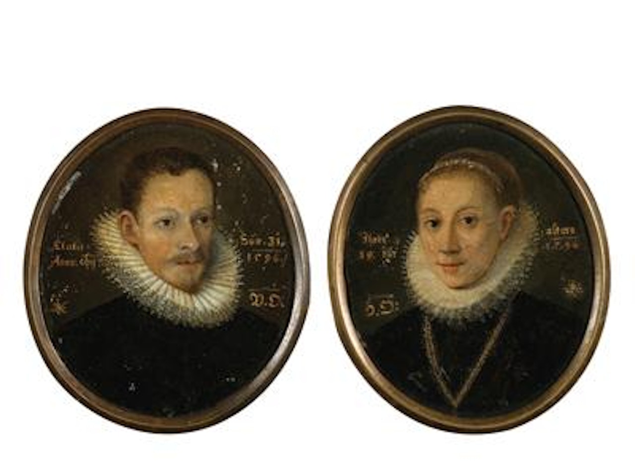 A pair of portraits of a gentleman and a lady by Dutch School