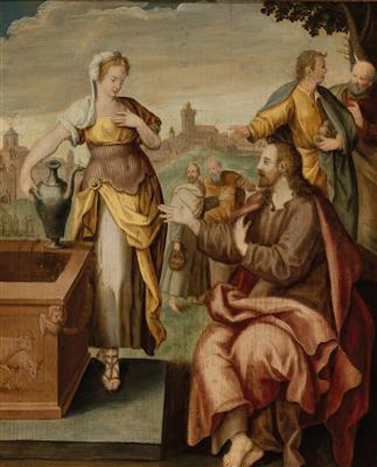 Christ and the Samaritan woman by German School