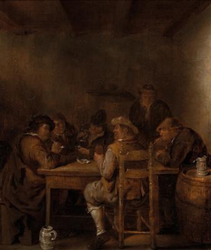 An interior with peasants drinking and smoking by Jan Miense Molenaer