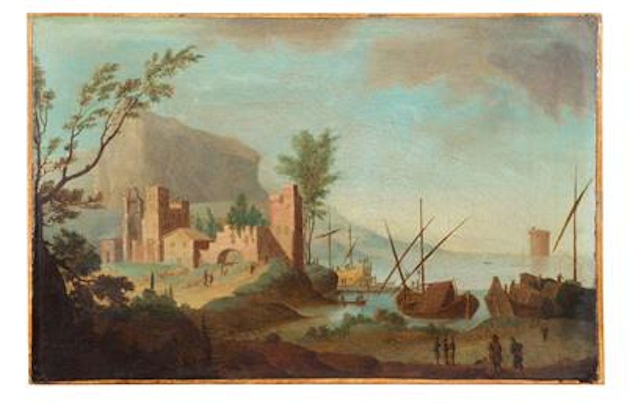 A Mediterranean port by Roman School