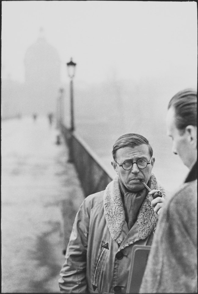 Jean-Paul Sartre, Pont des Arts, Paris by Henri Cartier-Bresson