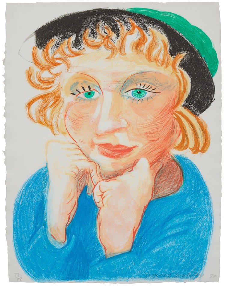 Celia with Green Hat by David Hockney