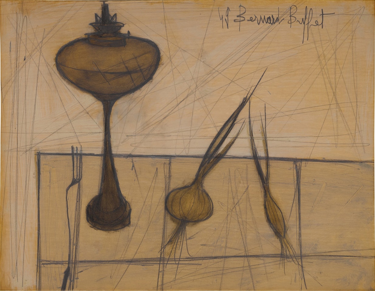 Nature morte à la lampe à pétrol by Bernard Buffet