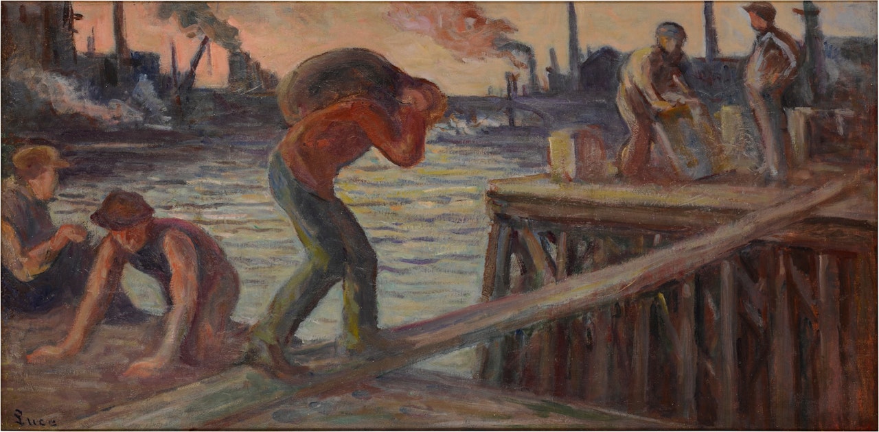 Le Déchargement de la péniche by Maximilien Luce