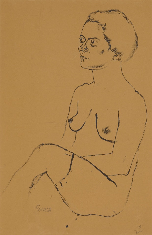 Hockender Weiblicher Akt by George Grosz
