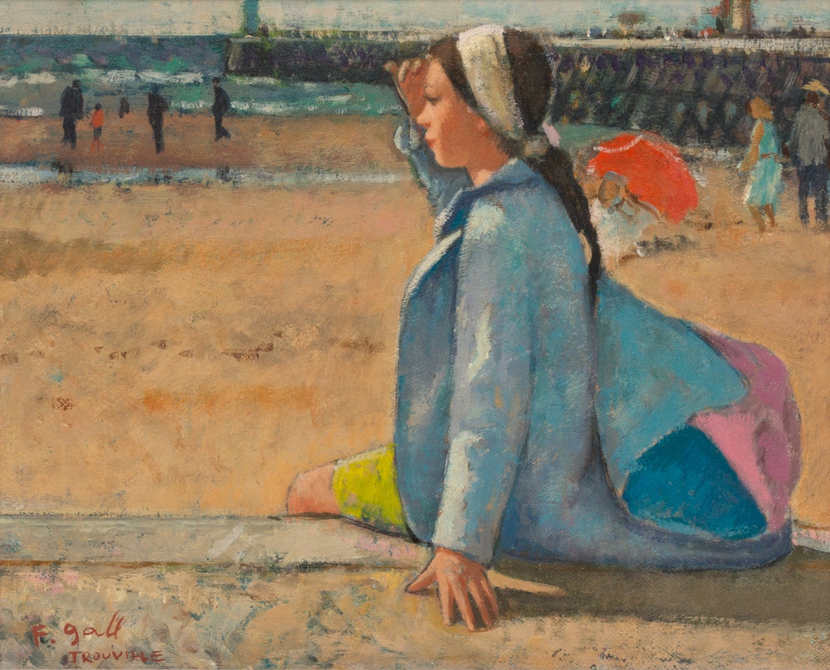 Marie-Lize assise sur la jetée de Trouville by François Gall